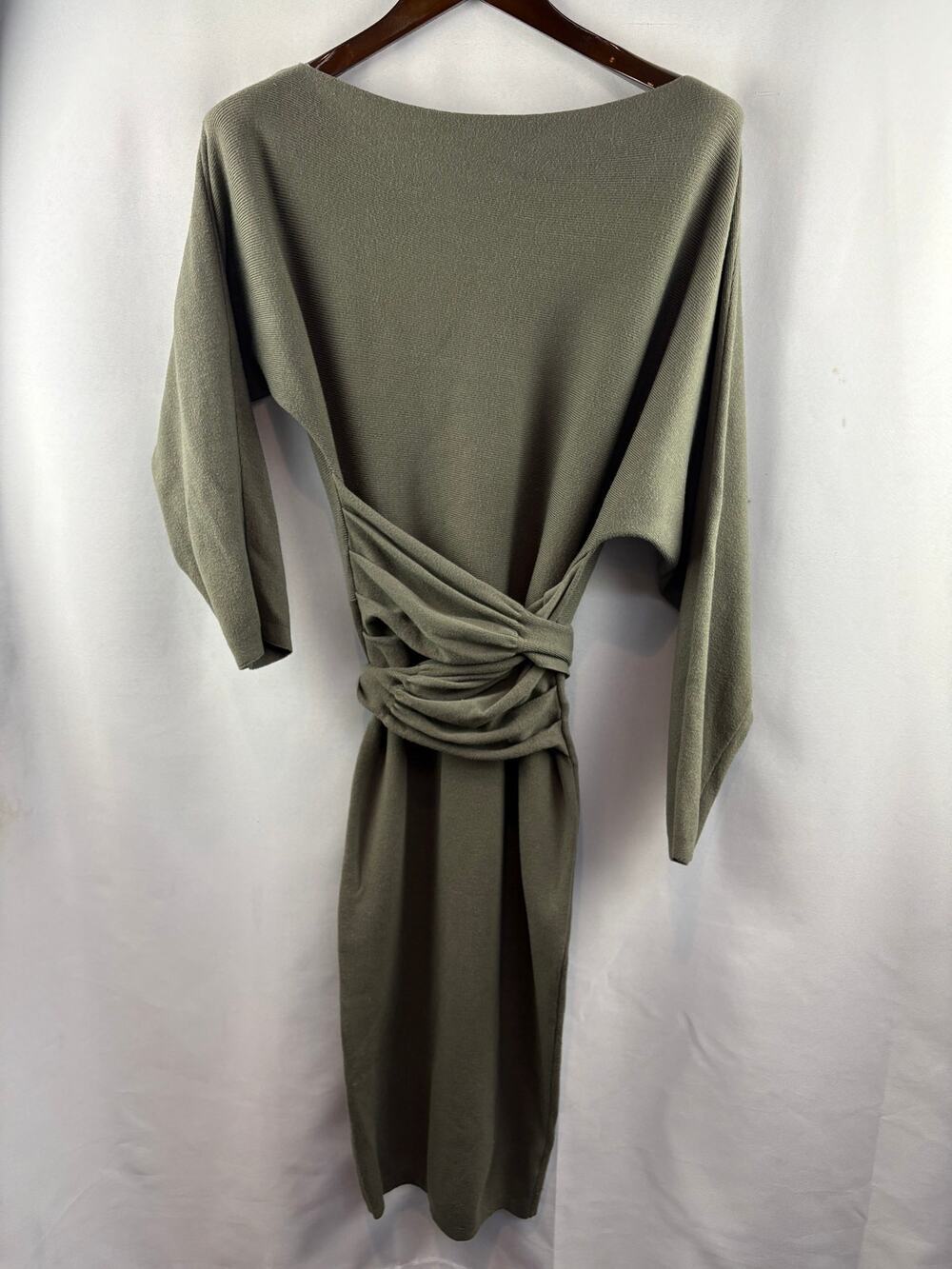 Women’s Mable Medium Olive Green Midi Tie Dress
